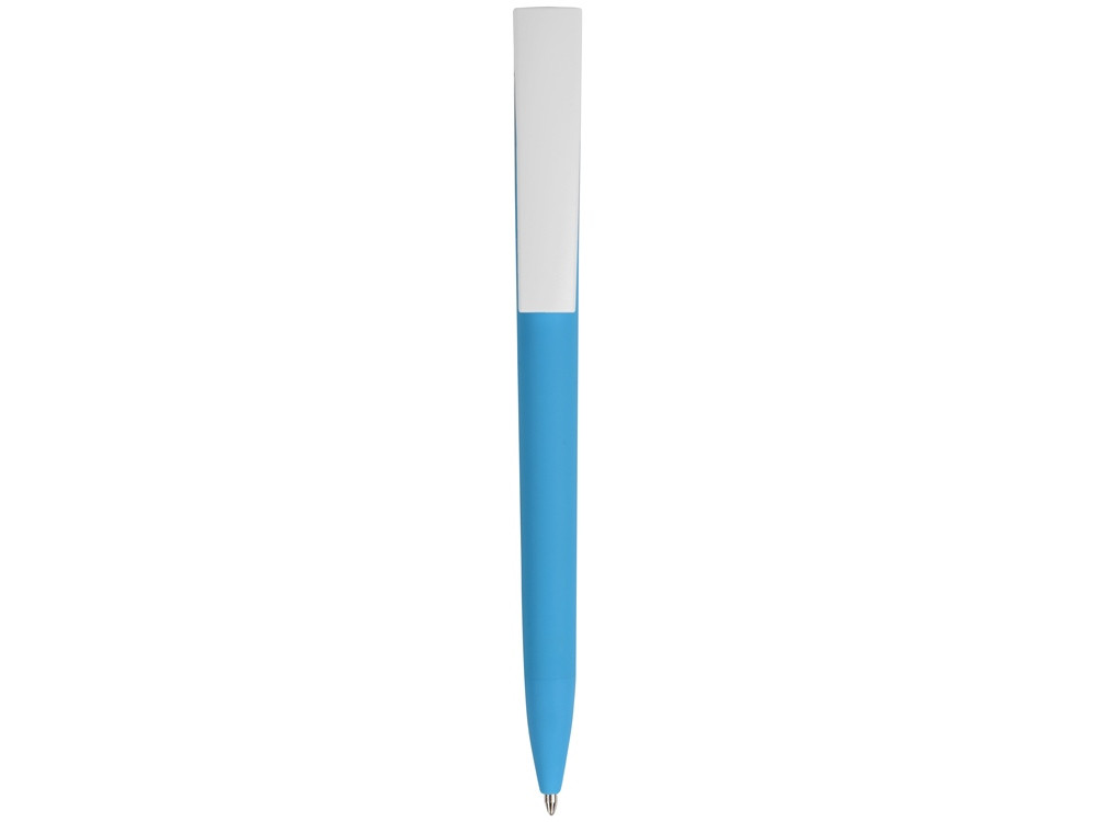 Ручка пластиковая soft-touch шариковая Zorro, голубой/белый - фото 2 - id-p215146721
