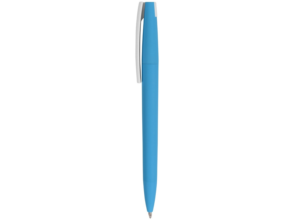 Ручка пластиковая soft-touch шариковая Zorro, голубой/белый - фото 3 - id-p215146721