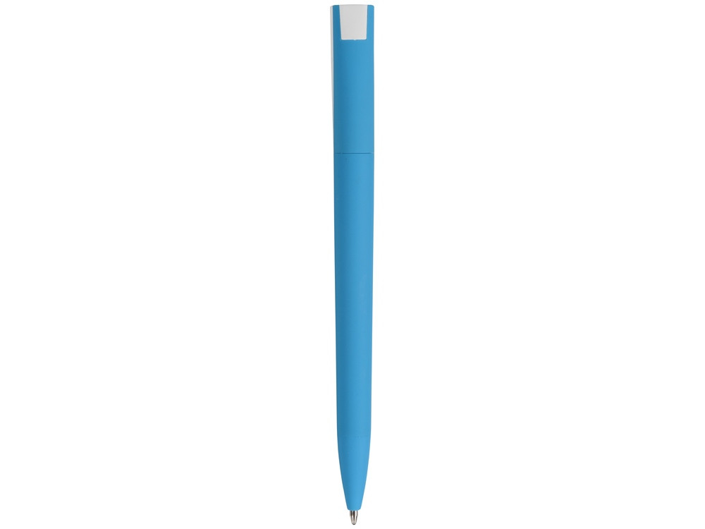 Ручка пластиковая soft-touch шариковая Zorro, голубой/белый - фото 4 - id-p215146721