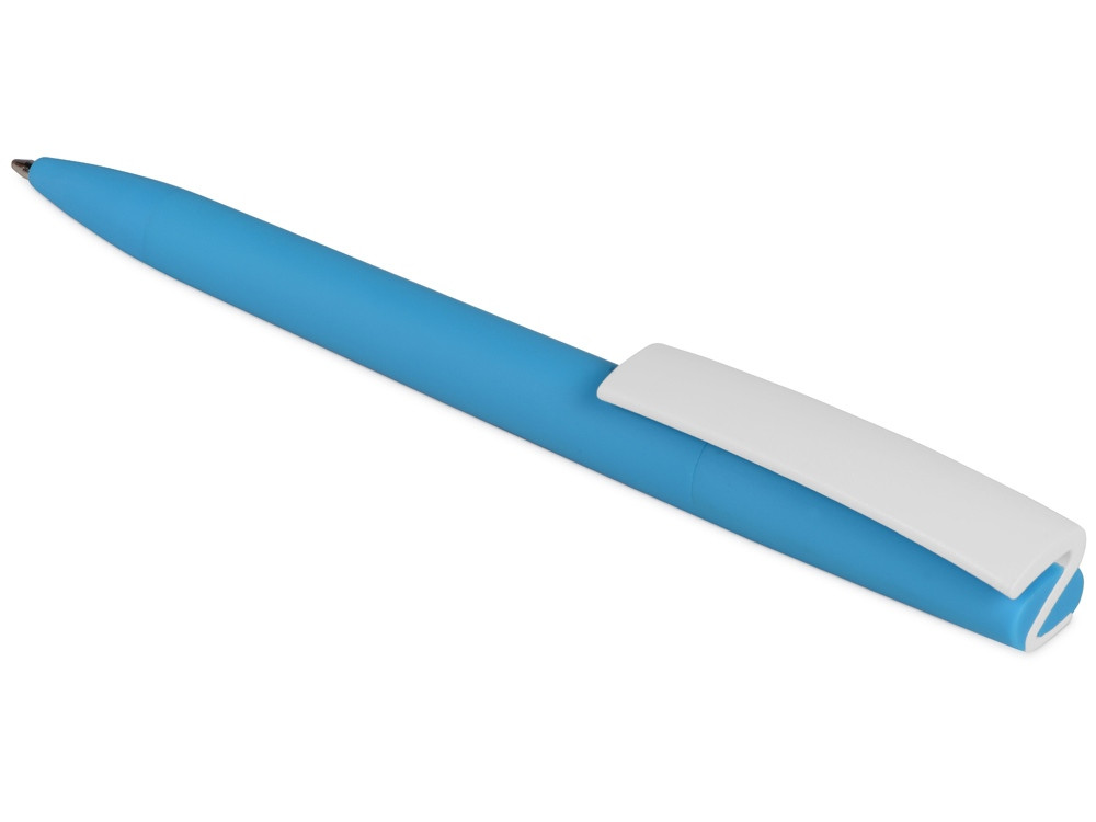 Ручка пластиковая soft-touch шариковая Zorro, голубой/белый - фото 5 - id-p215146721