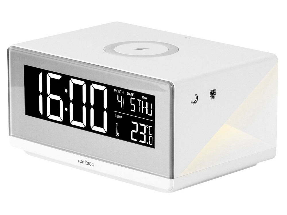 Часы с беспроводным зарядным устройством Rombica Timebox 2, белый - фото 1 - id-p215148708