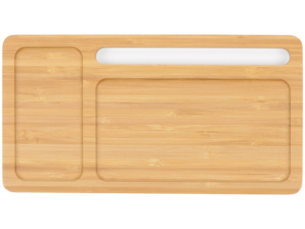 Беспроводное зарядное устройство-органайзер из бамбука Timber, натуральный/белый - фото 3 - id-p215147767