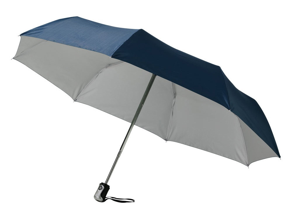 Зонт Alex трехсекционный автоматический 21,5, темно-синий/серебристый - фото 1 - id-p215145851