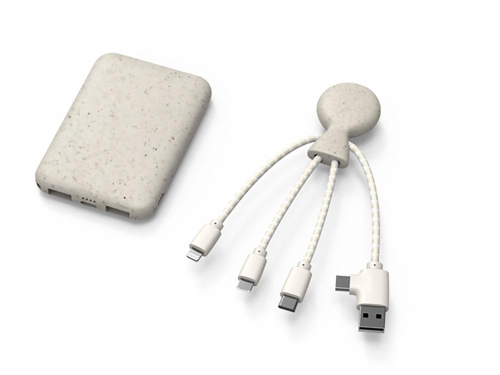 Портативное зарядное устройство BioPack c кабелем Mr. Bio, 5000 mAh, белый - фото 2 - id-p215148748