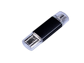 USB-флешка на 32 Гб c двумя дополнительными разъемами MicroUSB и TypeC, черный, фото 2
