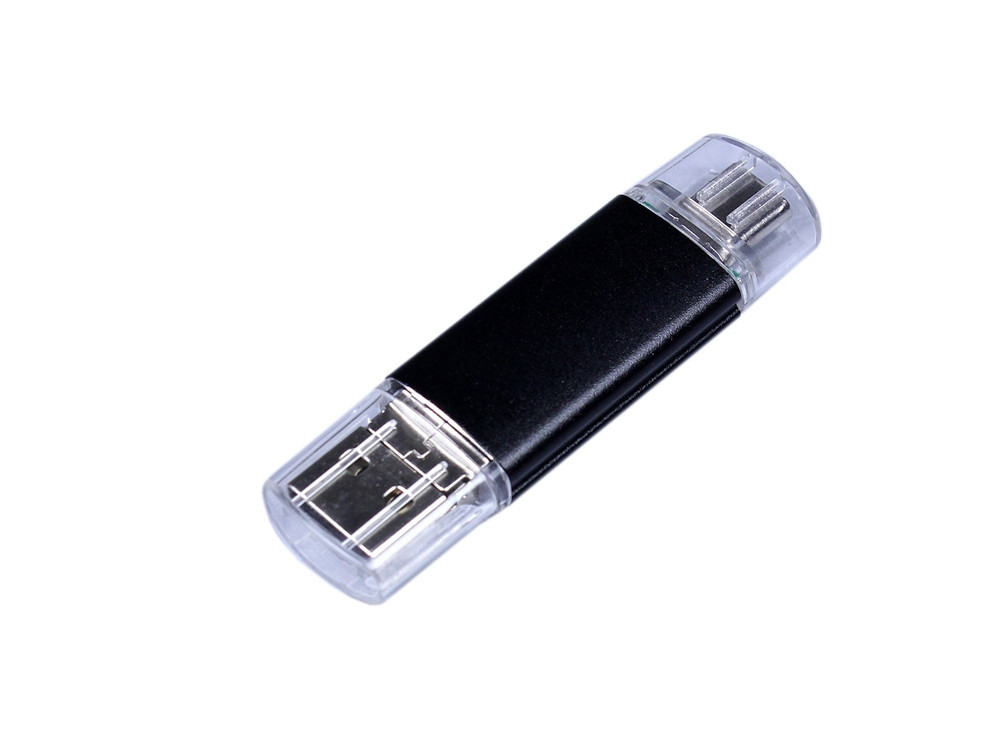 USB-флешка на 32 Гб c двумя дополнительными разъемами MicroUSB и TypeC, черный - фото 1 - id-p215148767