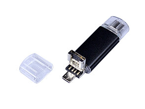 USB-флешка на 32 Гб c двумя дополнительными разъемами MicroUSB и TypeC, черный, фото 2