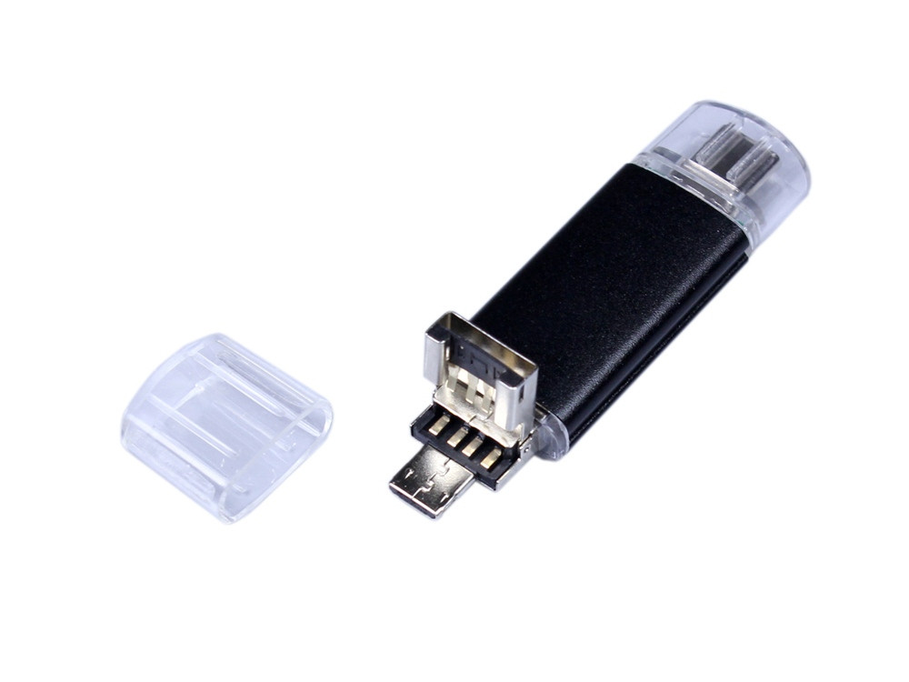 USB-флешка на 32 Гб c двумя дополнительными разъемами MicroUSB и TypeC, черный - фото 3 - id-p215148767