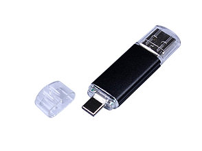 USB-флешка на 32 Гб c двумя дополнительными разъемами MicroUSB и TypeC, черный, фото 3