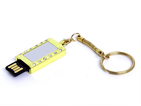 USB-флешка на 8 Гб в виде Кулона с кристаллами, мини чип, золотой, фото 2