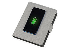 Органайзер с беспроводной зарядкой 5000 mAh Powernote, светло-серый, фото 2