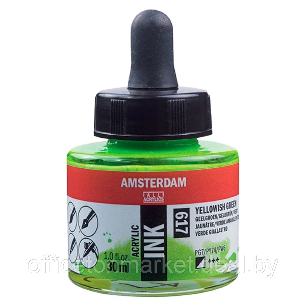 Жидкий акрил "Amsterdam", 617 желто-зеленый, 30 мл - фото 1 - id-p178130346