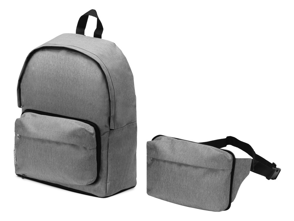 Рюкзак из переработанного пластика Extend 2-в-1 с поясной сумкой, серый - фото 1 - id-p215148847