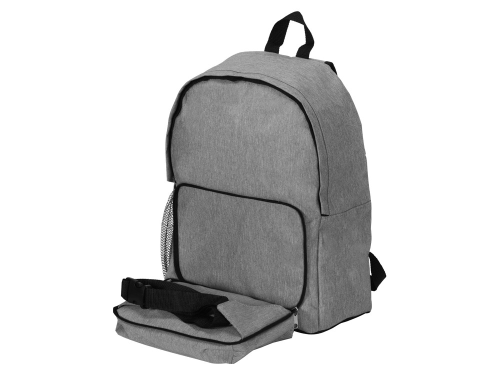 Рюкзак из переработанного пластика Extend 2-в-1 с поясной сумкой, серый - фото 3 - id-p215148847