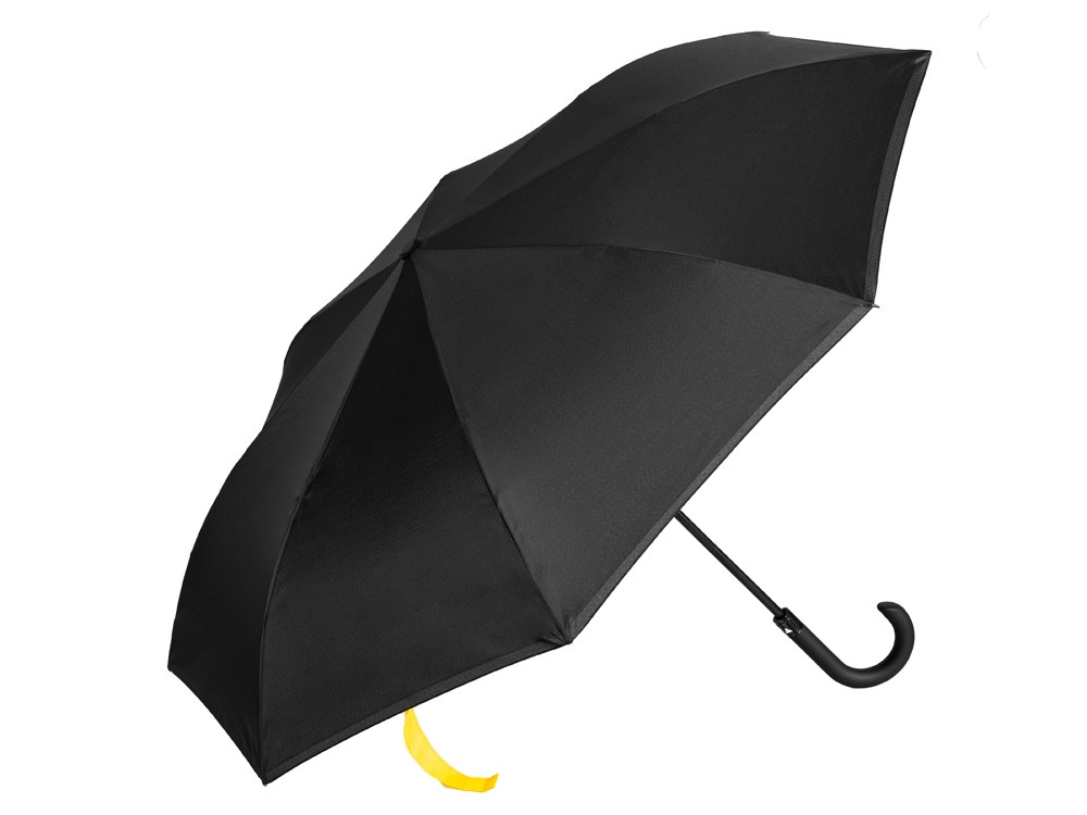 Зонт-трость наоборот Inversa, полуавтомат, черный/желтый - фото 2 - id-p215147010