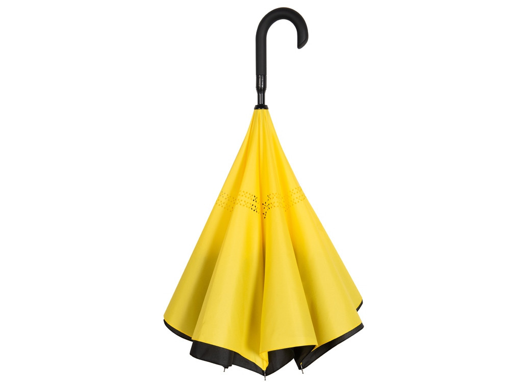 Зонт-трость наоборот Inversa, полуавтомат, черный/желтый - фото 8 - id-p215147010