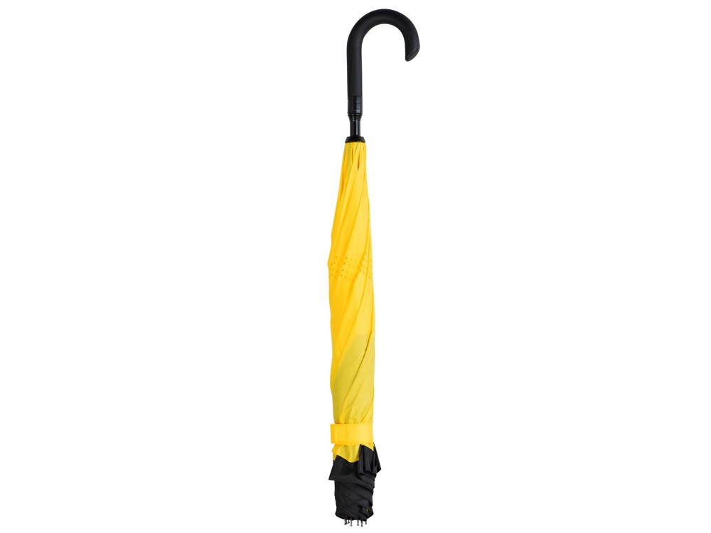 Зонт-трость наоборот Inversa, полуавтомат, черный/желтый - фото 9 - id-p215147010