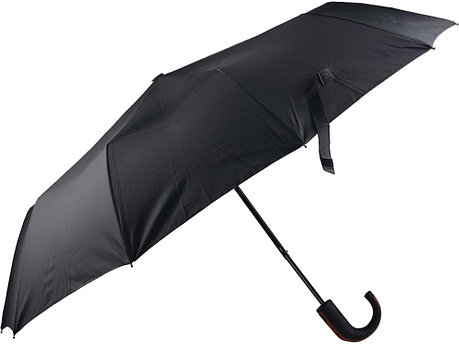 Складной зонт полуавтоматический, черный, фото 2