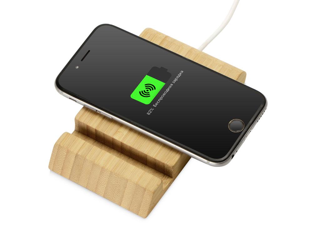 Беспроводное зарядное устройство из бамбука Jetty, 10 Вт, натуральный - фото 2 - id-p215149955