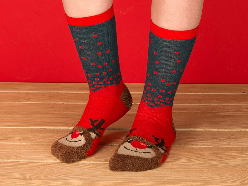 Набор носков с рождественской символикой в мешке мужские, 2 пары, красный - фото 9 - id-p215149976