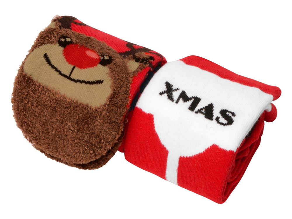 Набор носков с рождественской символикой в мешке женские, 2 пары, красный - фото 2 - id-p215149977