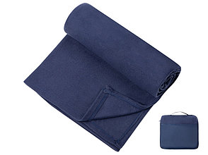 Плед для путешествий Flight в чехле с ручкой и карманом, темно-синий, фото 2