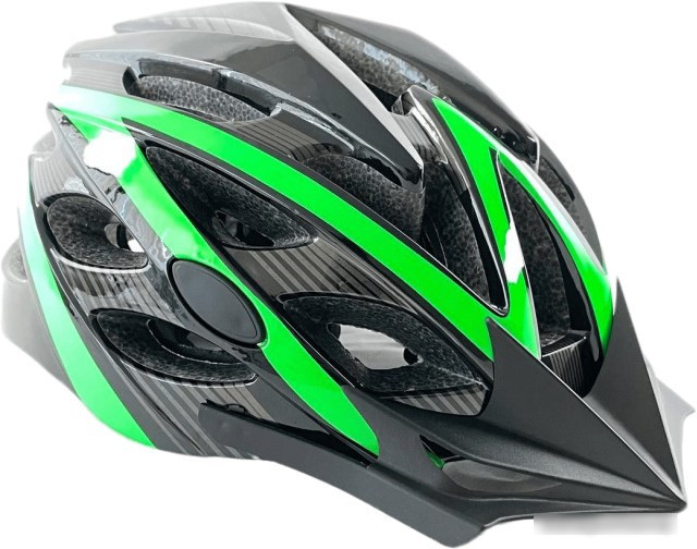 Cпортивный шлем Favorit IN20-M-GN (черный/зеленый) - фото 1 - id-p210505817