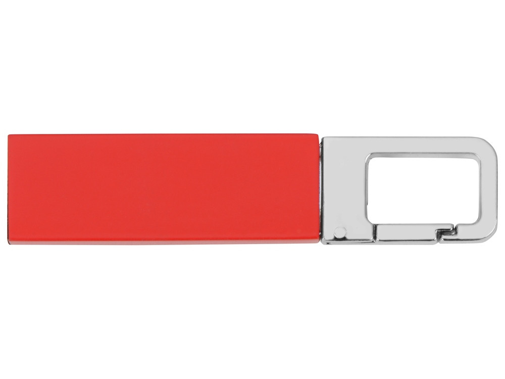 Флеш-карта USB 2.0 16 Gb с карабином Hook, красный/серебристый - фото 2 - id-p215147126