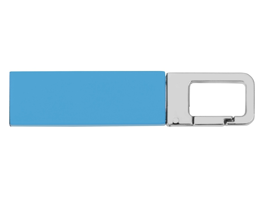 Флеш-карта USB 2.0 16 Gb с карабином Hook, голубой/серебристый - фото 2 - id-p215147128
