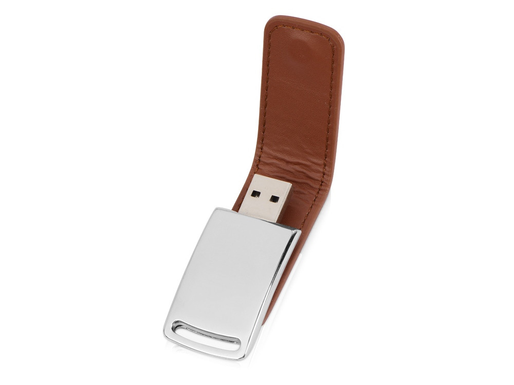 Флеш-карта USB 2.0 16 Gb с магнитным замком Vigo, светло-коричневый/серебристый - фото 2 - id-p215147131