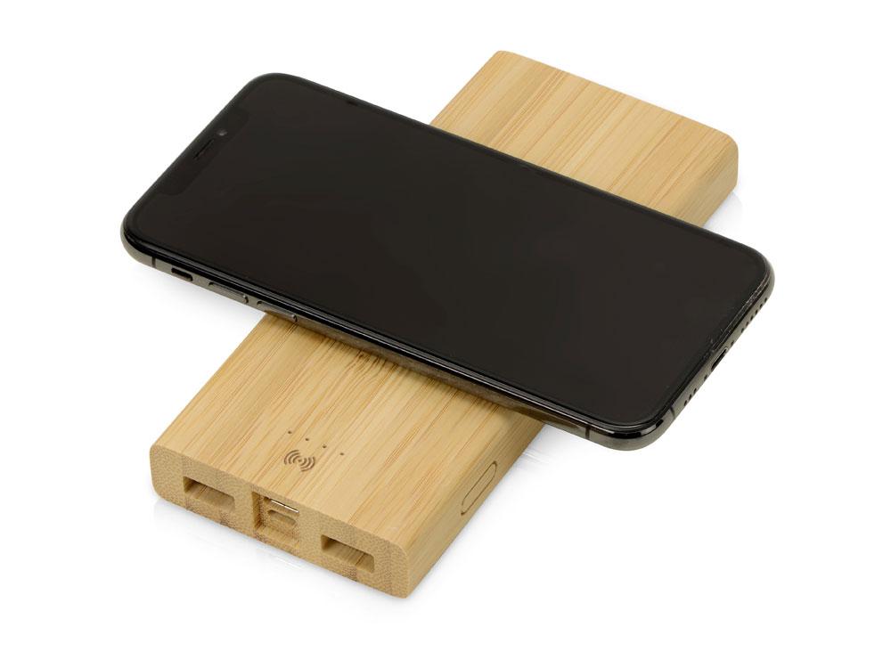 Внешний беспроводной аккумулятор из бамбука Bamboo Air, 10000 mAh - фото 3 - id-p215149069