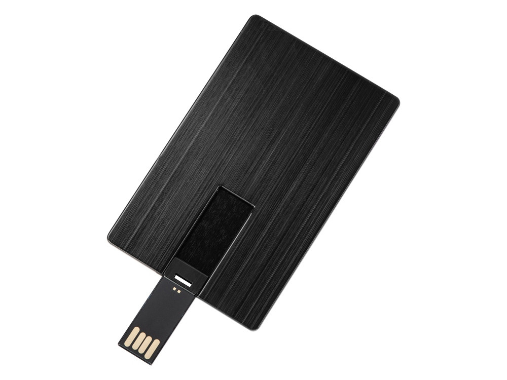Флеш-карта USB 2.0 16 Gb в виде металлической карты Card Metal, черный - фото 2 - id-p215147144