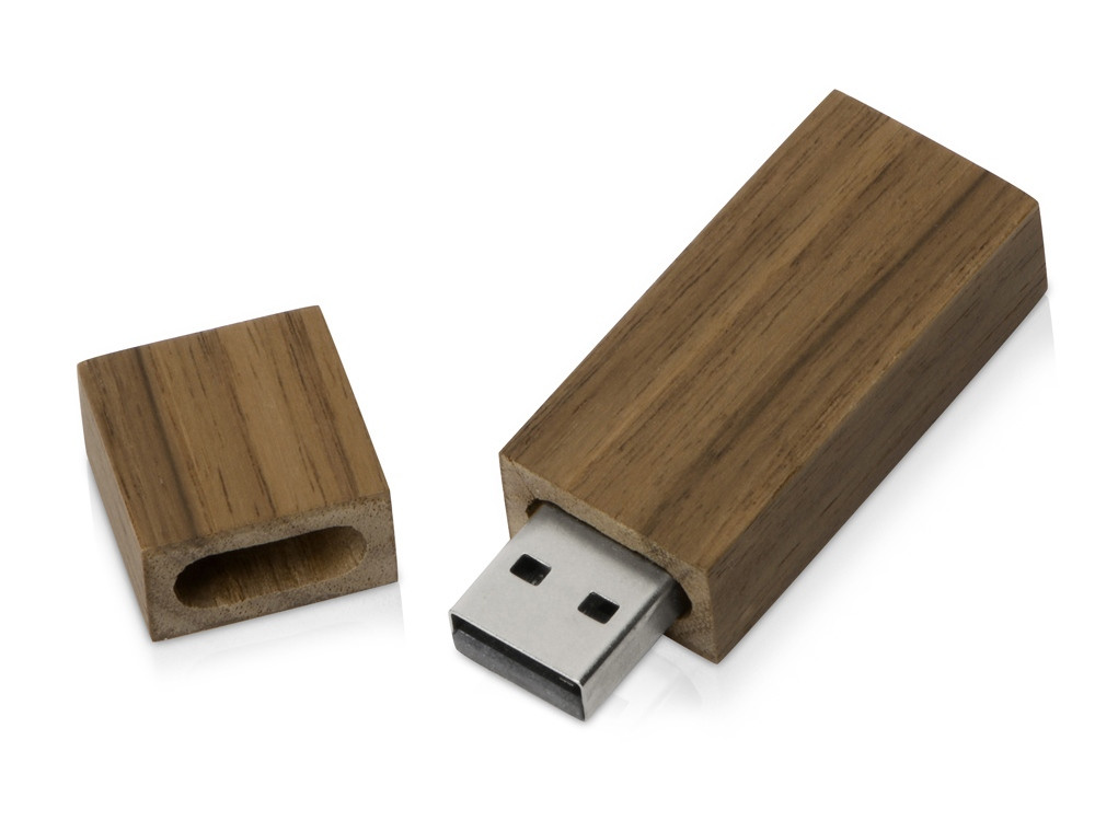 Флеш-карта USB 2.0 16 Gb Woody с магнитным колпачком, темное дерево - фото 2 - id-p215147147