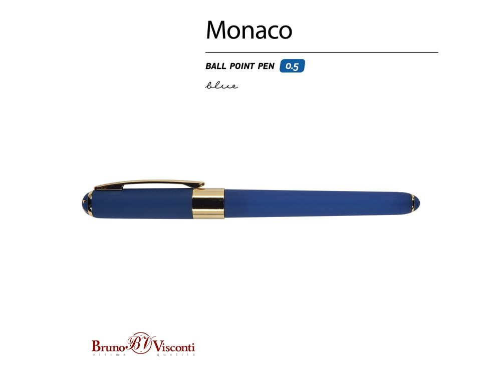 Ручка пластиковая шариковая Monaco, 0,5мм, синие чернила, темно-синий - фото 2 - id-p215148131