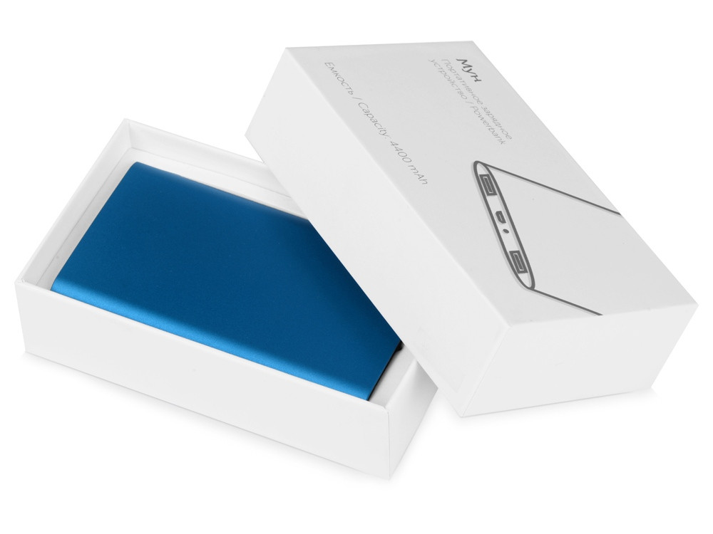 Портативное зарядное устройство Мун с 2-мя USB-портами, 4400 mAh, синий - фото 8 - id-p215146185