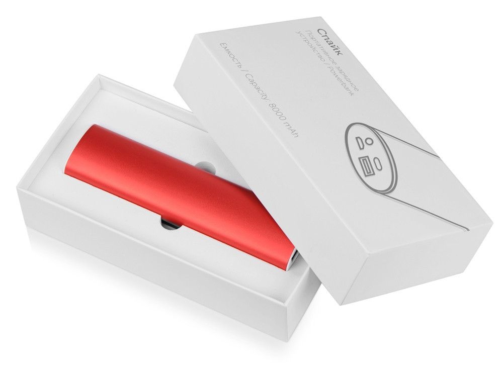 Портативное зарядное устройство Спайк, 8000 mAh, красный - фото 8 - id-p215146189