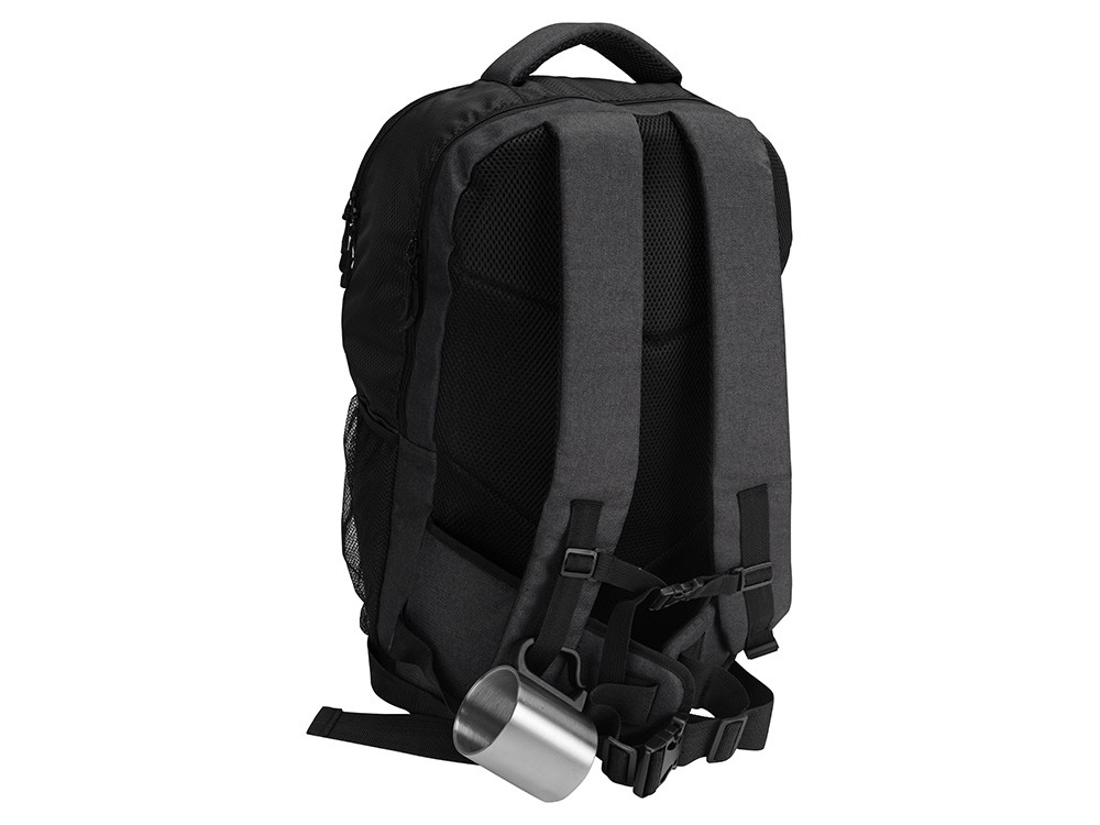 Стальная кружка Climber с пластиковой ручкой, серебристый/черный - фото 2 - id-p215149134