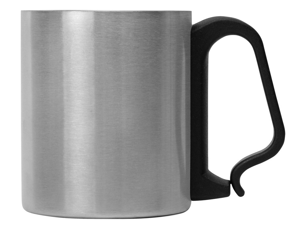 Стальная кружка Climber с пластиковой ручкой, серебристый/черный - фото 3 - id-p215149134