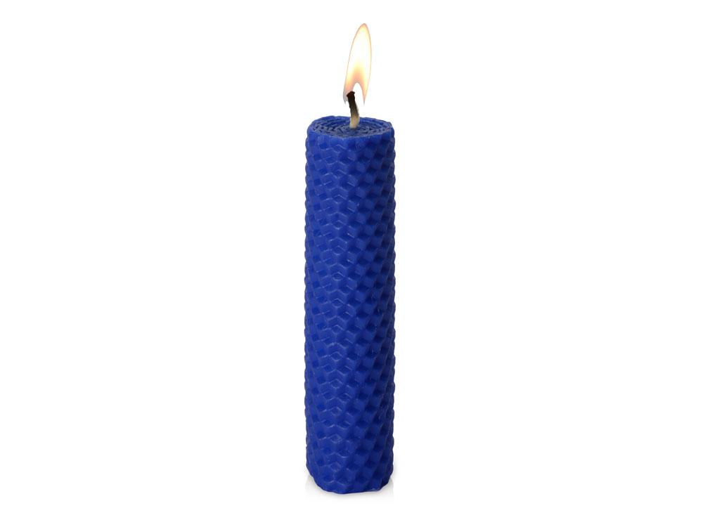 Свеча из вощины 3 х 12,5 см с деревянным ярлыком, синий - фото 1 - id-p215150152