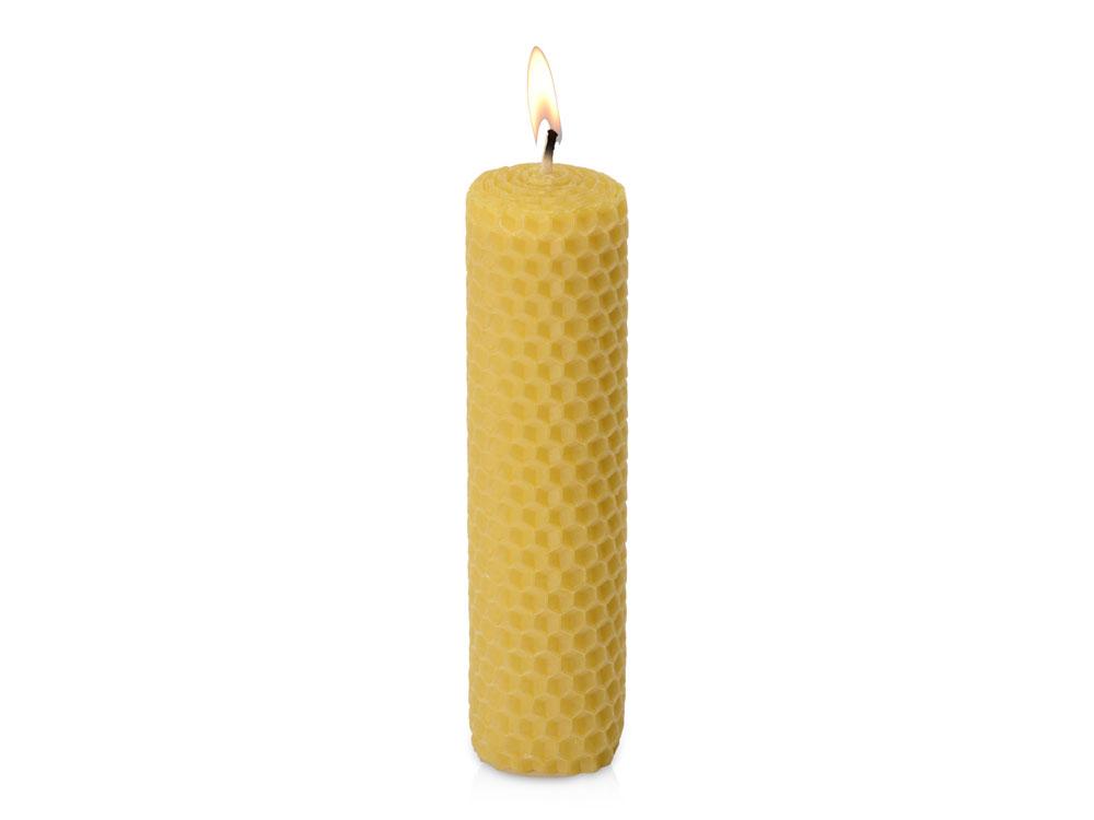 Свеча из вощины 3,5 х 12,5 см с деревянным ярлыком, желтый - фото 1 - id-p215150153