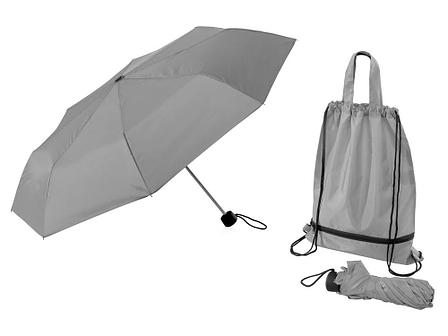 Зонт Picau из переработанного пластика в сумочке, серый, фото 2