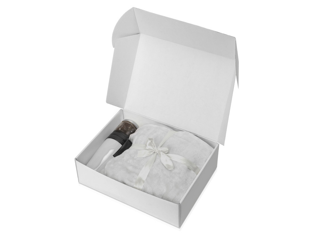 Подарочный набор с пледом, термокружкой и миндалем в шоколадной глазури Tasty hygge, белый - фото 2 - id-p215149175