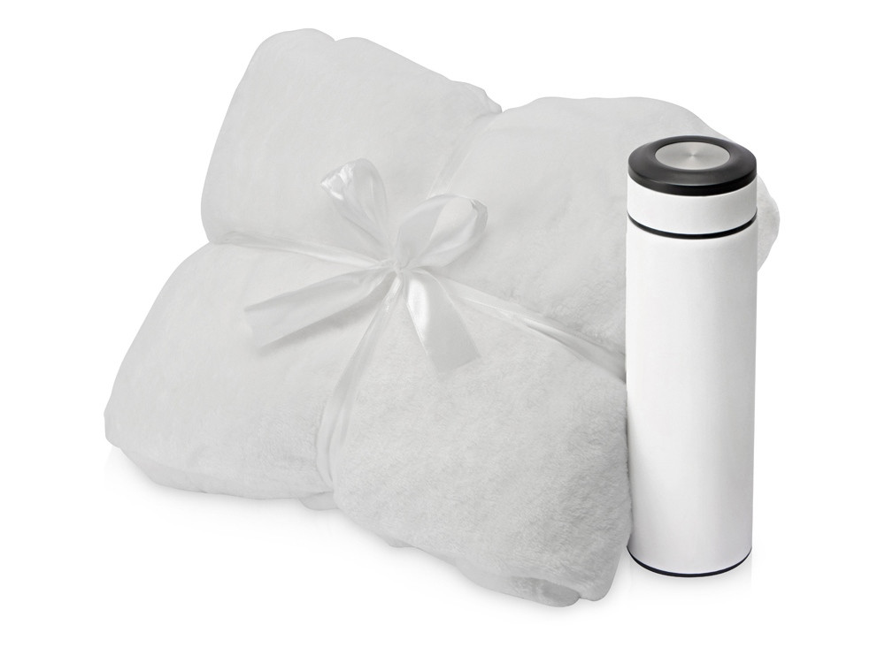 Подарочный набор с пледом, термосом Cozy hygge, белый - фото 1 - id-p215149182