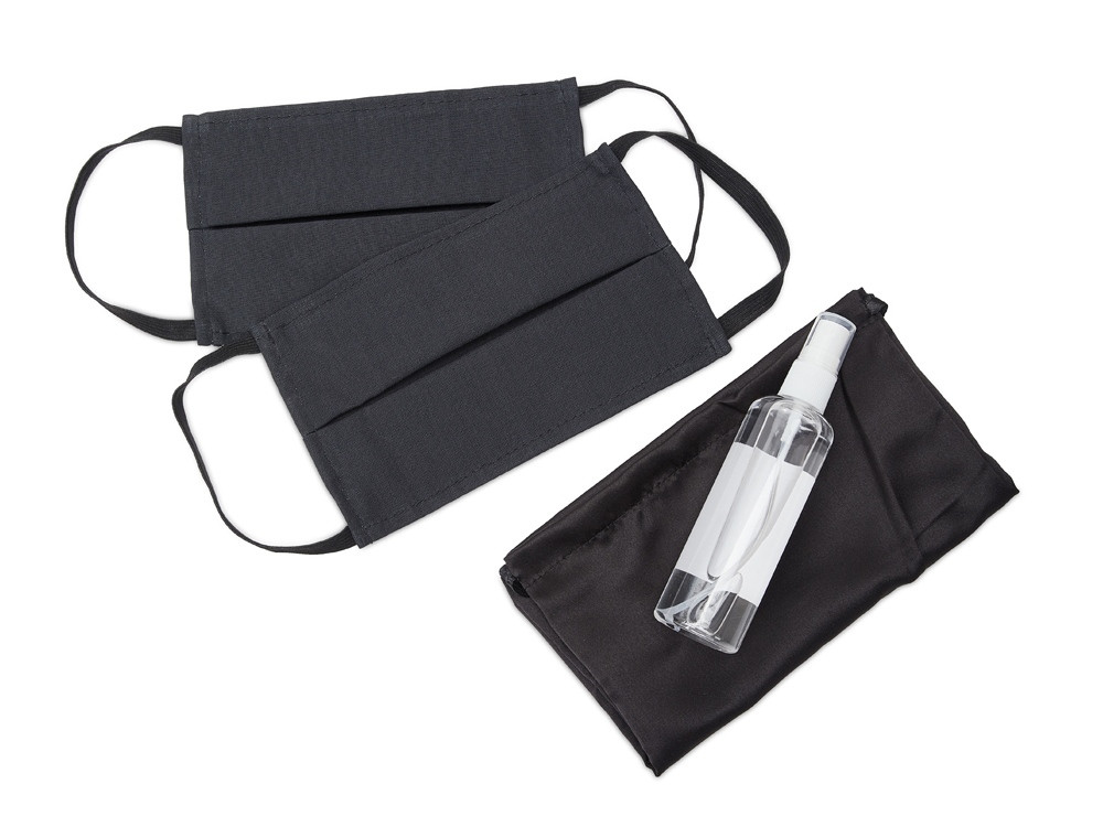 Набор средств индивидуальной защиты в сатиновом мешочке Protect Plus, черный - фото 1 - id-p215149191