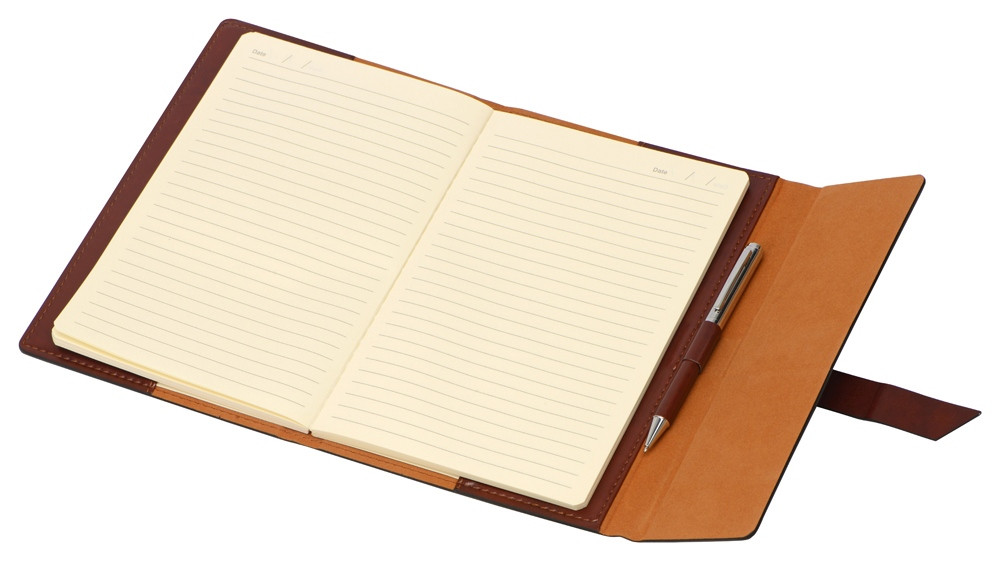 Бизнес-блокнот А5 с клапаном Fabrizio с ручкой, коричневый - фото 1 - id-p215152178