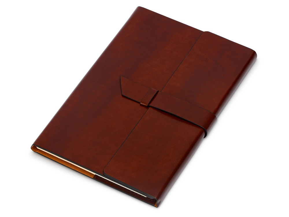 Бизнес-блокнот А5 с клапаном Fabrizio с ручкой, коричневый - фото 3 - id-p215152178