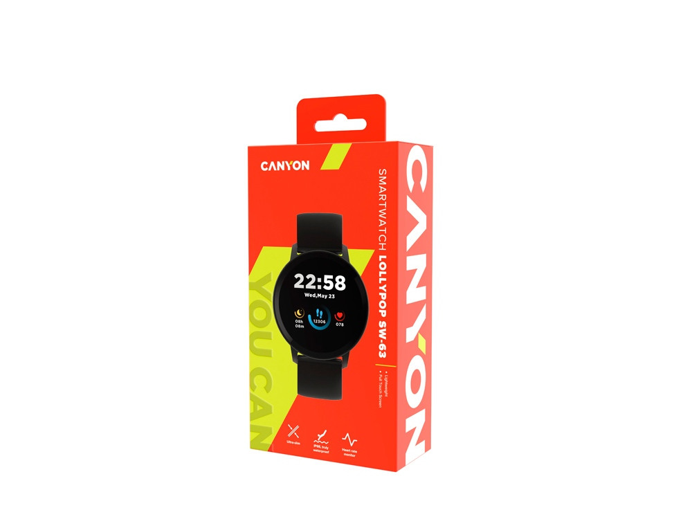 Умные часы CANYON Lollypop SW-63, IP 68, BT 5.0, сенсорный дисплей 1.3, черный - фото 7 - id-p215153126