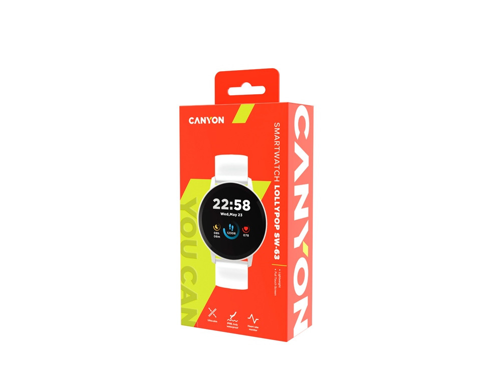 Умные часы CANYON Lollypop SW-63, IP 68, BT 5.0, сенсорный дисплей 1.3, белый - фото 7 - id-p215153128