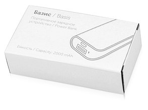 Портативное зарядное устройство (power bank) Basis, 2000 mAh, белый/фиолетовый, фото 3