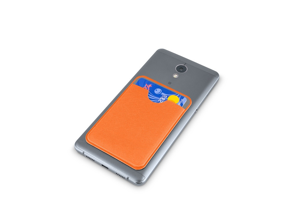 Чехол-картхолдер Favor на клеевой основе на телефон для пластиковых карт и и карт доступа, оранжевый - фото 4 - id-p215152187